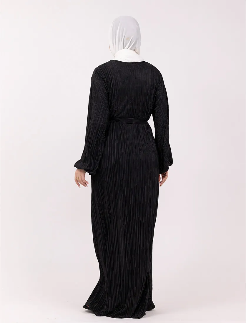 Black Plisse Abaya